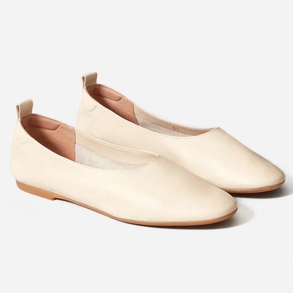 EVERLANE The Italian Leather Day Glove in Cream Flats Slip On Size 7.5 NEW_2